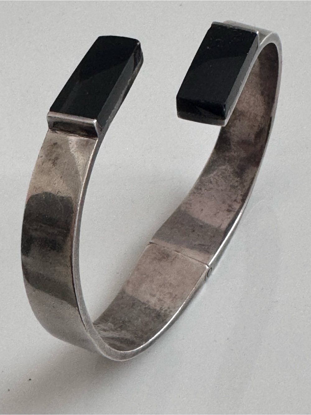 Vintage Taxco Sterling Silver Bracelet Onyx 50g